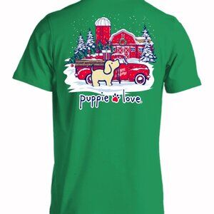 Puppie Love Happy Holidays Christmas Tree and Gifts Short Sleeve - NEW Fast Ship